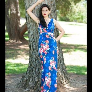 Floral Print Long Prom Dress